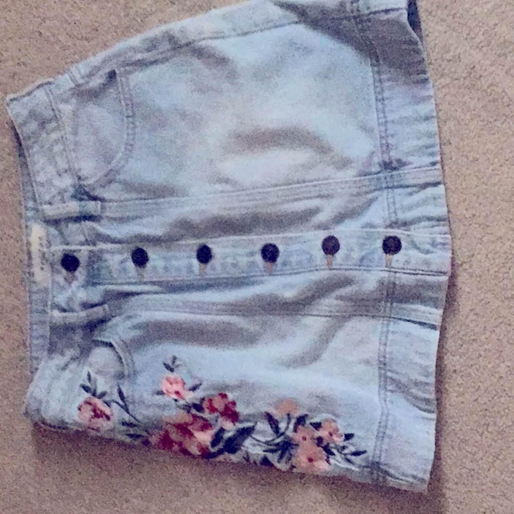 Denim Embroidered skirt
